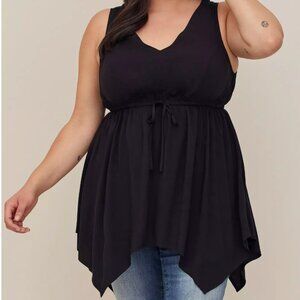 GUC Torrid Babydoll Stretch Challis Hanky Hem Top
